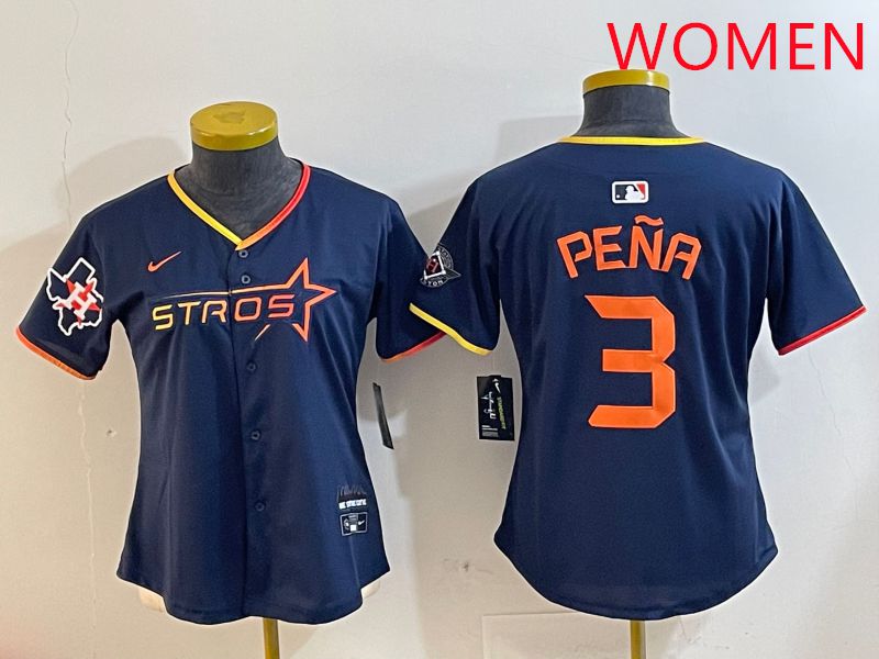 Women Houston Astros #3 Pena Drak Blue Three generations Joint Name 2025 Nike MLB Jersey style 4109->women mlb jersey->Women Jersey
